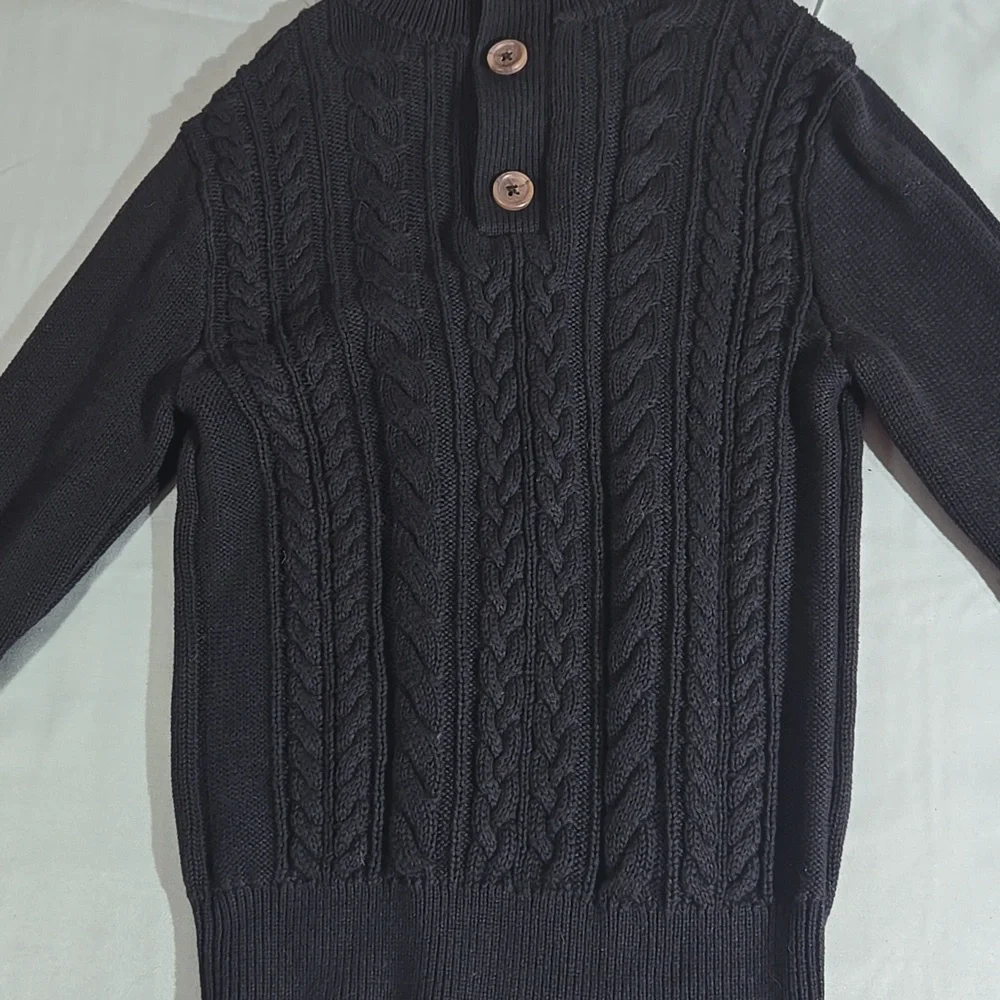 GAP Kids Size Small 6/7 Black  Cable Knit Turtleneck Sweater